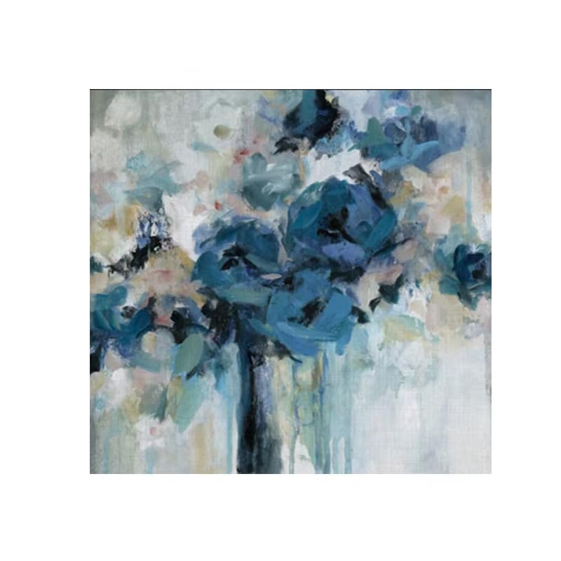 Impression d'art fleurs bleues AEFOUU avec cadre de 70cm