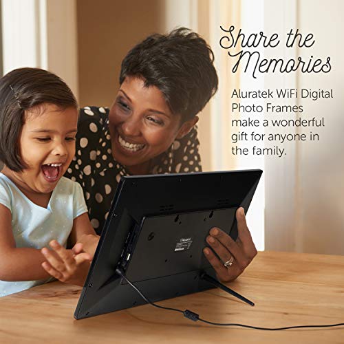 Aluratek 17.5" Wifi Digital Picture Frame, Touchscreen Ips Lcd Digital Picture Frame, 16Gb, Wireless Photo Sharing, Stylish Black Frame, Easy Setup #TOP2