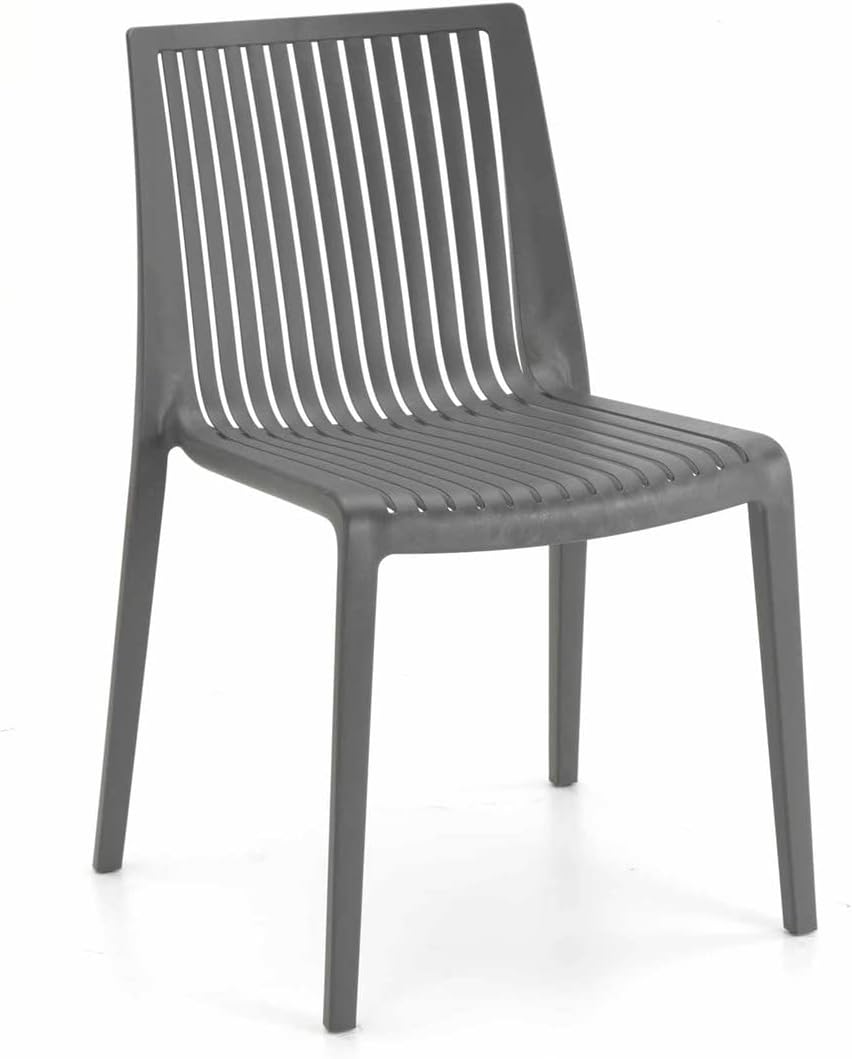 Omax DecorNox Indoor or Outdoor Modern Stackable Patio Dining Side Chair-(Set of 2), Anthracite