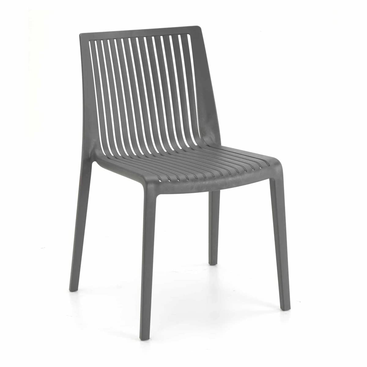 Omax DecorNox Indoor or Outdoor Modern Stackable Patio Dining Side Chair-(Set of 2), Anthracite