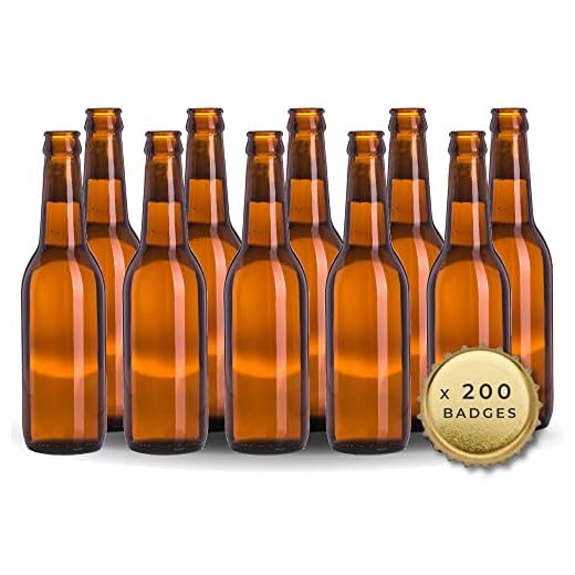 Kit de 20 bouteilles de bière de 33 cl réutilisables avec 200 capsules incluses pour fabriquer des bières artisanales Pour fabrication artisanale à la maison