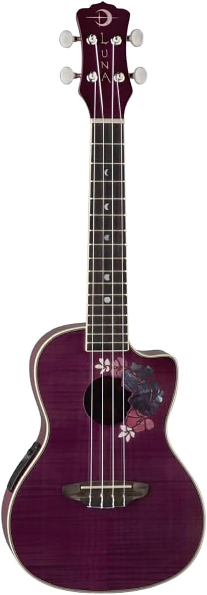 Luna Flora Series Floral Flamed Maple Concert Ukulele
