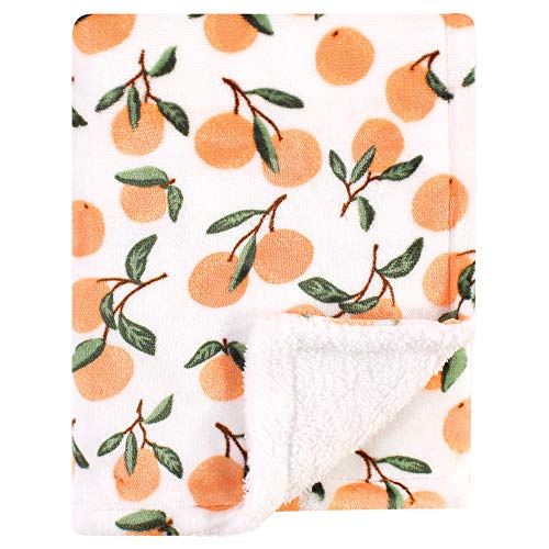 Image of Luvable Friends Unisex Baby Plush Blanket with Sherpa Back, Citrus, One Size