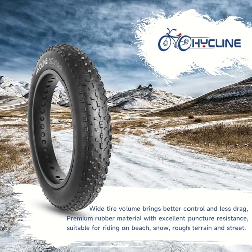 Hycline Fat Bike Replacement Tire: 20×4.0/26×4.0 Inch High-Performance Wear-Resistant Folding MTB Bicycle Tires, All-Terrain High-Density for Street or Trail Riding