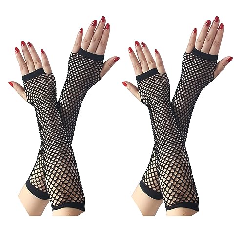 COSFAN 2 works Fishnet Gloves Women, Fingerless Gloves Fancy Dress