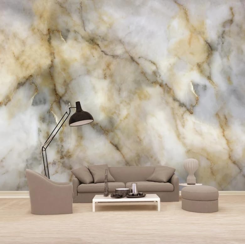 Papier peint effet marbre 3D pour moderniser un mur de salon facilement
