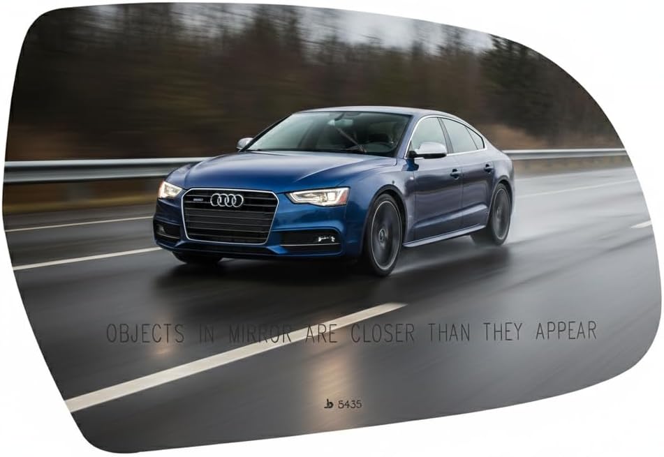Burco 5435 Convex Passenger Side View Non-Heated Mirror Glass, OEM# 8K0857536J/8F0857536L, Fits Audi A3/A3 Quattro 2011-13 A4/A4 Quattro 2010-16 A5/A5 Quattro 2010-17 S4 2010-16 S5 2011-17 RS5 2013-15