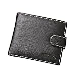 Vlike Top Layer Genuine Leather Trifold Wallet (Snap Fastener & Zipper Closure)