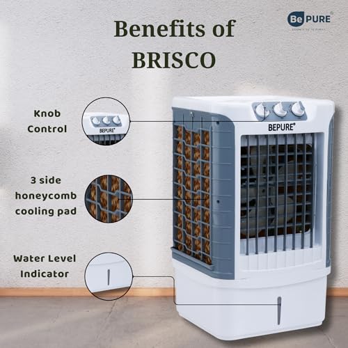 Image of Bepure Brisco 12L Air Cooler | Air Delivery upto 1500 M3 /H | Low Noise Operation | Low Power Consumption | 3 Side Honeycomb Cooling Pad