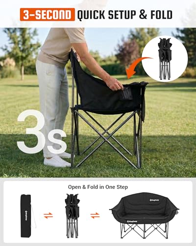 Image of KingCamp Double Camping Chair, Heavy Duty 660lbs Folding 2 Person Chair