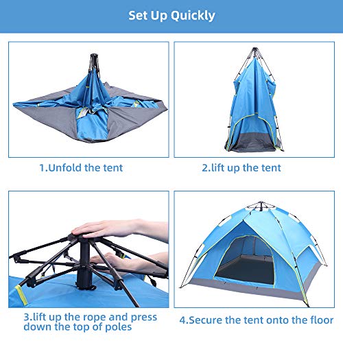 Carpa familiar dome para 4 personas con cubierta anti lluvia azul miniatura 7