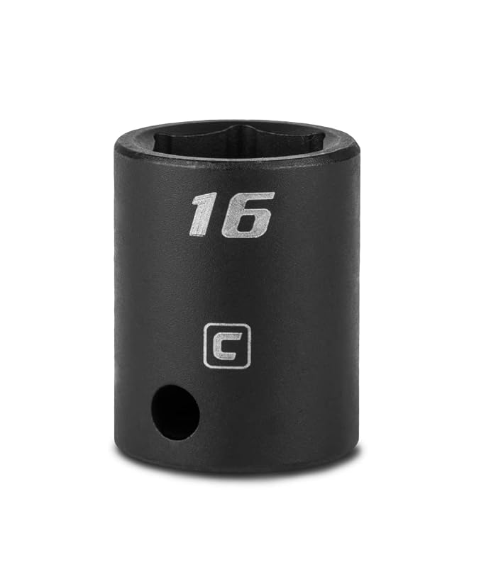 Soquete de Impacto Capri Tools 16 mm, Encaixe de 3/8 pol. (9,5 mm), 6 Pontos, Curto