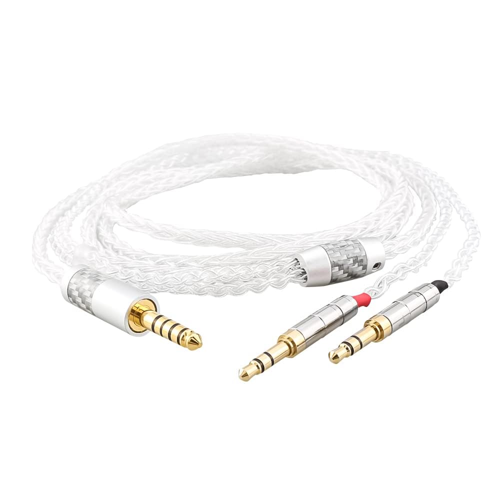 Pure Silver Kopfhörerkabel, 1,2 m, 4,4 mm, symmetrisches Kabel, Verlängerungskabel, kompatibel mit Hifiman Ananda NW-WM1Z, PHA-2A und anderen Audio-Playern (4,4 mm auf Dual 3,5 mm Stecker)