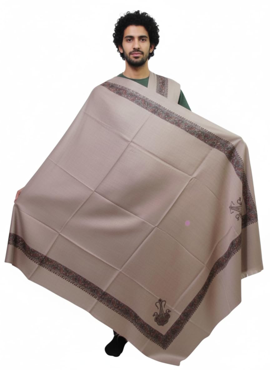 KAVIM Beige Wool Printed Men's Shawl KA-SWL-35-picture-19
