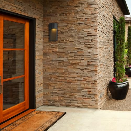 Globe Electric 44227 1-Light Outdoor Wall Sconce, Bronze Finish, Amber Water Glass Shade, Integrated 8.5W LED, Weather-Resistant Modern Outdoor Lighting by Globe Electric - Image 2