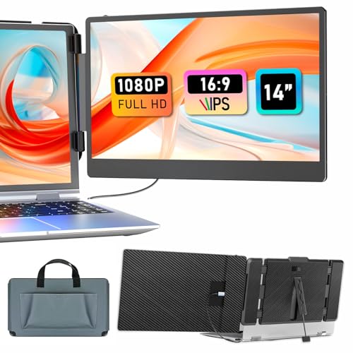 KEFEYA Laptop Screen Extender 14-inch, FHD 1080P IPS Laptop Monitor Extender Dual Screen, Portable...