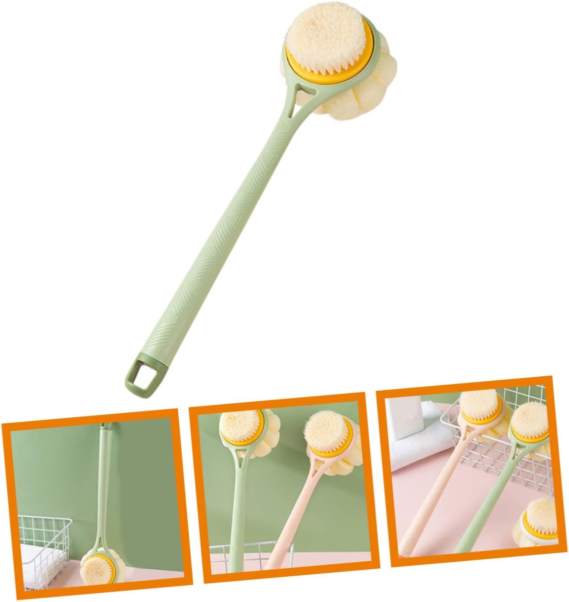 Ergonomic Long Handle Back Scrubber Bath Brush for Showering Dual Sided Soft Nylon Bristles Body Exfoliating Tool for Men and Women Comfortable Grip for Deep Skin Cleansing and