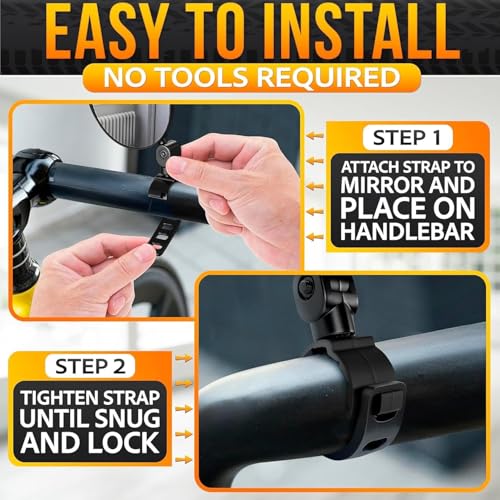 Image of KAIDAA Bicycle & Bike Rear View Mirror Set of 2 | 360 Adjustable Handlebar Convex Mirrors | Wide Angle Cycling Safety Mirror | Strong Protective Mold Body