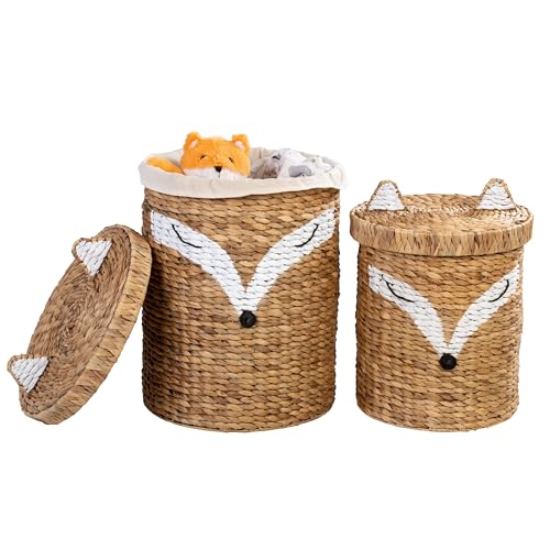 Honey-Can-Do Set of Two Fox Shaped Storage Baskets with Lid, Natural STO-09151 Natural Small