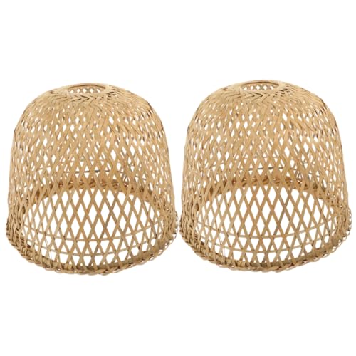 HYTROVE 2個 日式吊灯灯罩 竹製編みペンダントライトカバー 和風レストランランプシェード 快適触感 耐変形 吊り下げ照明用