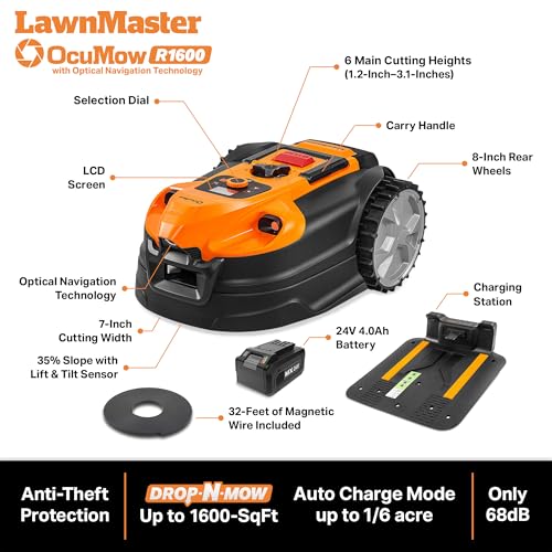 LawnMaster OcuMow™ VBRM701YAMIDR Perimeter Wire Free Robot Lawn Mower Cuts 1/6 Acre Optical Navigation,Obstacle Avoidance Auto-Charging Station, No Go Function, WiFi & Bluetooth Connection APP Control - Image 7