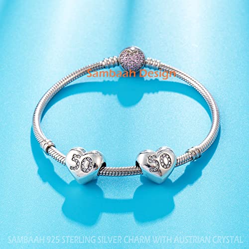 Number Charms 925 Sterling Silver 5,10,13,15,16,17,18,19,20,21,22,25,30,35,40,45,50,55,60,70 Heart Shape Two Sides Number Charm fit Pandora Style Bracelets Necklaces for Birthday/Anniversary3