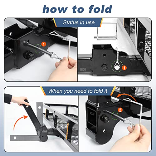 Bejoni 60" L X 18" W Heavy Duty Folding Cargo Rack Carrier, 500Lbs Capacity, Rear Hitch Mount Basket For Cars, Vehicle Cargo Carriers Fit 2" Receiver For Suv, Truck, Car,Black #TOP5