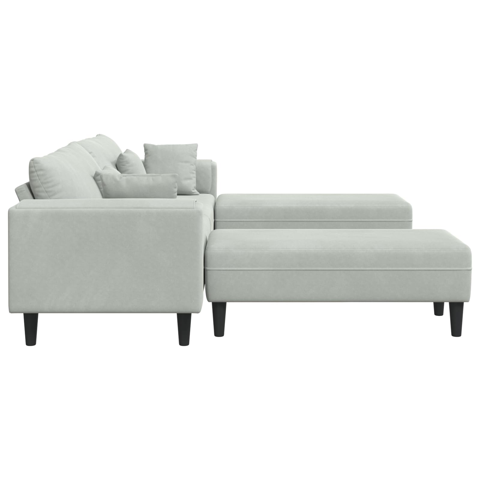 Nowoczesna aksamitna sofa 3-częściowa w kolorze jasnoszarym 208 cm z poduszkami – elegancka sofa do salonu z rdzeniem sprężynowym i podłokietnikami zapewnia stabilność i komfort, smukła