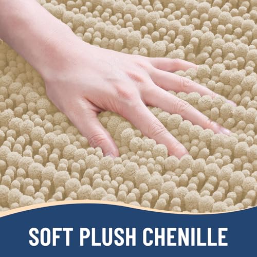 Image of Arotive Round Bathroom Rugs 24x24, Extra Soft Thick Absorbent Shaggy Chenille Bath Rugs, Machine Wash Dry, Bath Mats for Bathroom Floor, Tub and Shower, Home Decor Accessories, Cream Beige