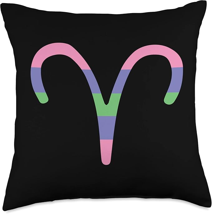 Trigender Aries Sign Apparel Aries Sign Trigender Pride Flag Throw Pillow, 18x18, Multicolor
