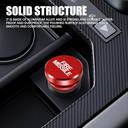 Image of Cigarette Lighter Plug Cover Billet Aluminum Cigarette Lighter Plug, FIRE MISSILE Button Car Cigarette Lighter, Fits All Vehicles with Standard 12 Volt Power Source Aluminum Dustproof Plug