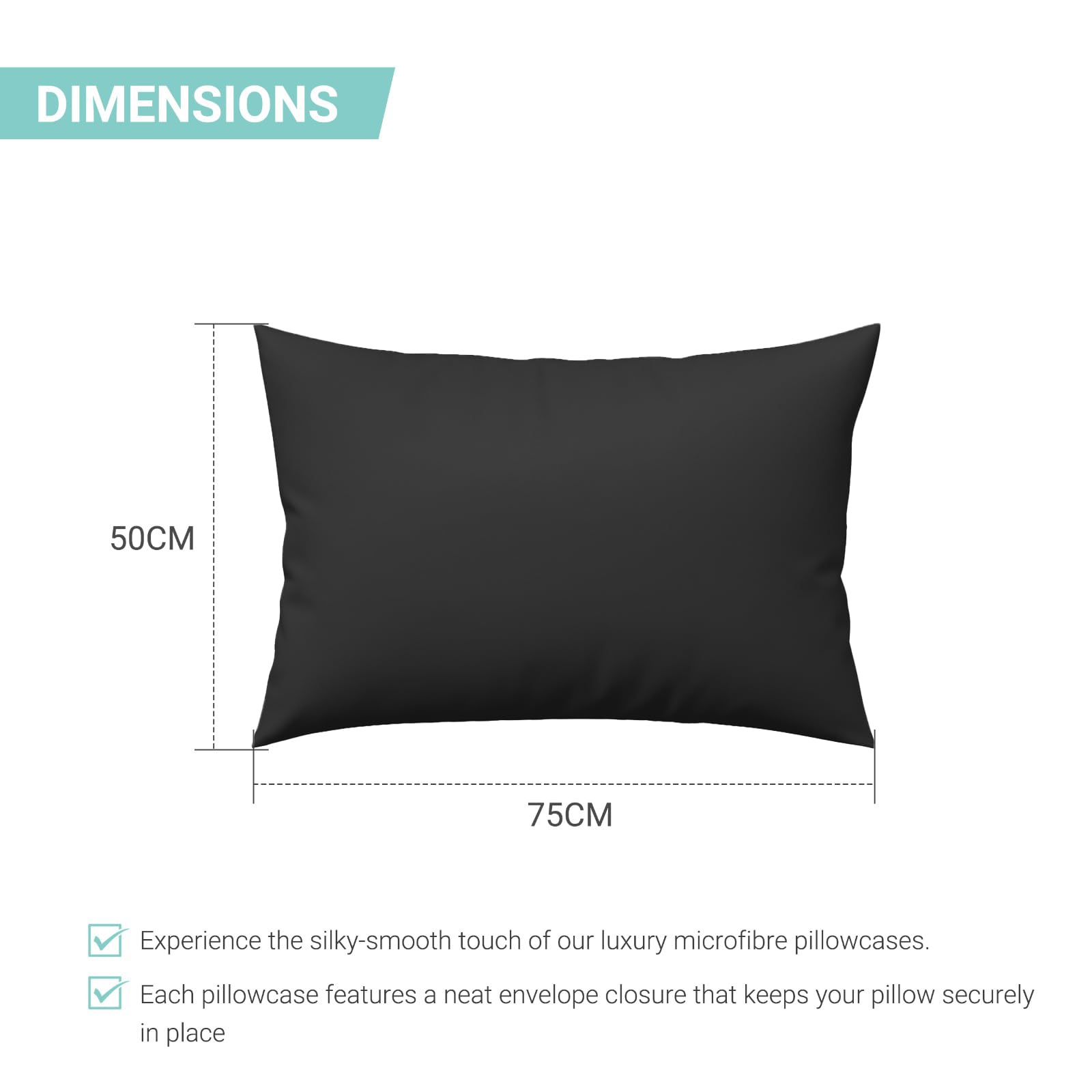CHCOMFORT Pillow Cases 4 Pack, Standard Size 50 x 75 cm, Ultra Soft Brushed Microfiber Pillow Covers with Envelope Closure - Image 2