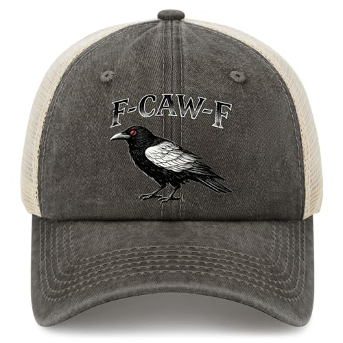 FCaw F Funny Black Bird Hat Printed Crow Raven Cap Adjustable Dad Hat for Men Women Bird Lover Watcher Gift