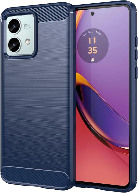 Image of NPRC Hybrid Ultra Slim Protective Case TPU Non-Slip Carbon Fiber Texture Shockproof Case Cover for Moto G84 - Blue