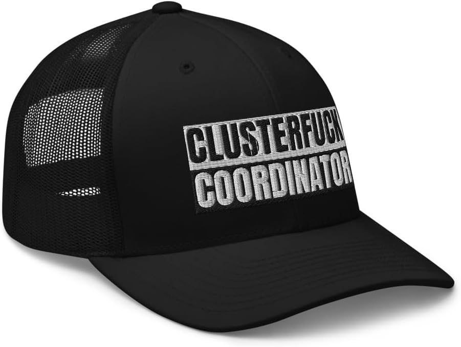 Clusterfuck Coordinator Curved Bill Trucker Hat Mid Crown Adjustable Funny Adult Humor Cap