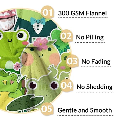 Frog Blanket Gifts - 50x60 Inches Cute Throw for Girls & Boys - Colorful Soft Fuzzy Blankets for Bed, Couch & Living Room