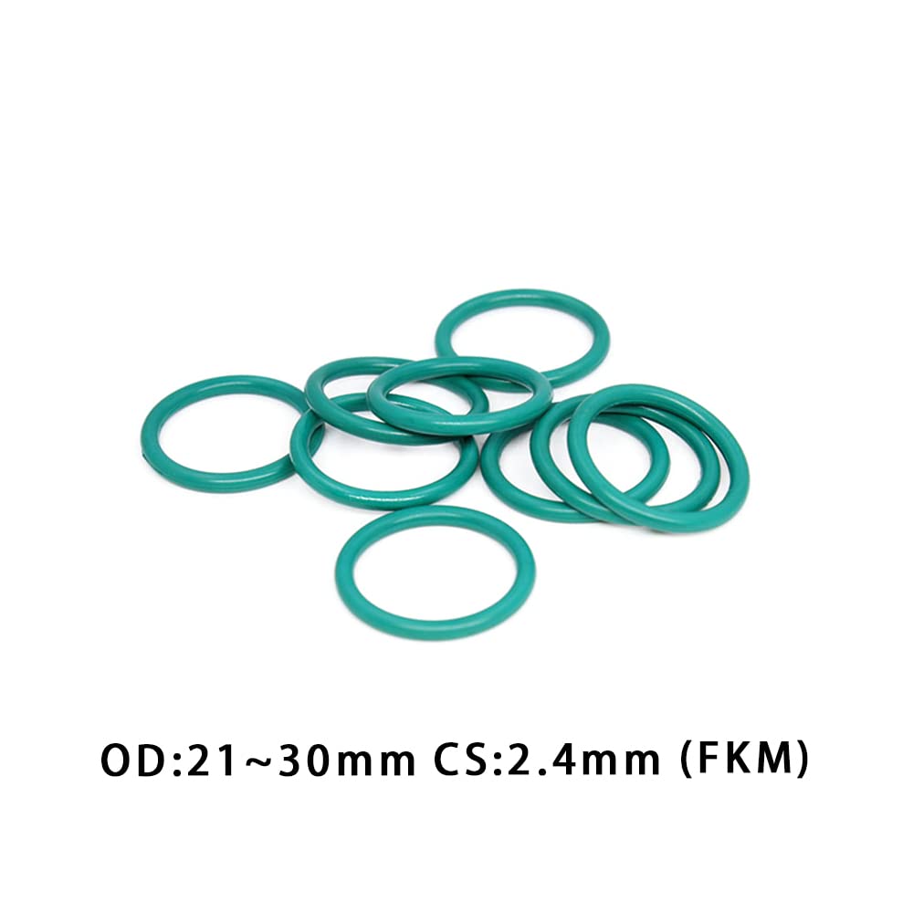 joints de joint en caoutchouc, 15 pièces anneau en caoutchouc fluoré vert FKM joint torique épaisseur 2.4mm, 30 × 25.2 × 2.4mm(21x16.2x2.4mm)