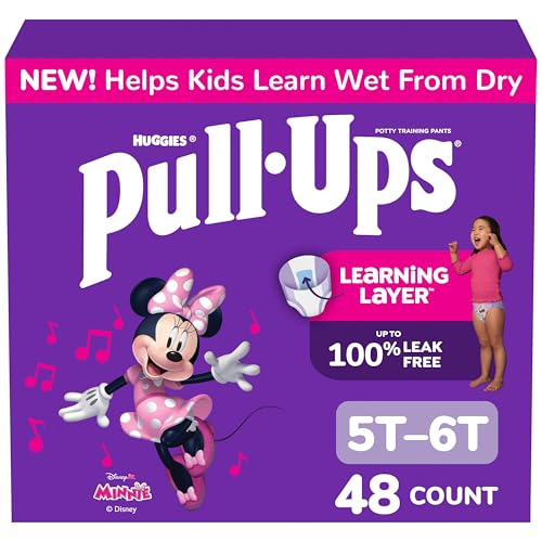 Pull-Ups Girls' Potty Training Pants, Size 5T-6T Training Underwear (50+ lbs), 48 Count