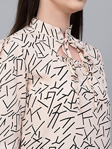 Image of Style Quotient Women Smart Printed top with Neck Tie-up Full Sleeve Shirt