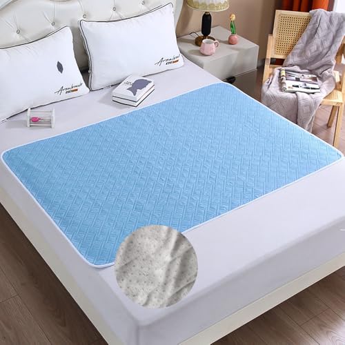 Hearda 2 Pieza Empapadores Cama Adultos, Color Sólido Ultra Absorbente Reutilizable, Lavables Empapadores Anciano Bebe Perros Protector Cama Impermeable Adecuado Sofás (Azul Cielo,70x90cm)