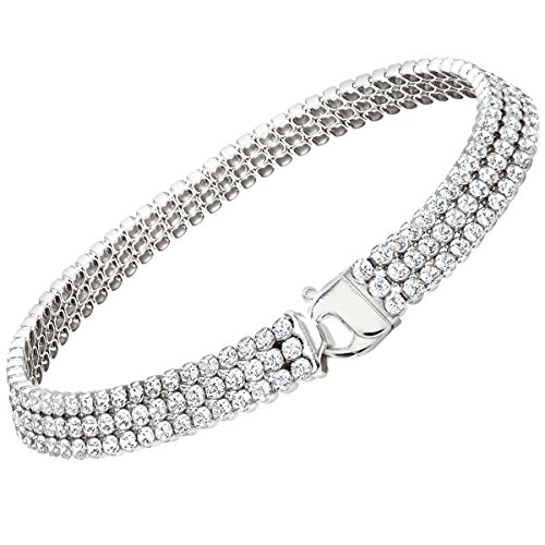 Preisvergleich Produktbild Citerna Damen-Tennisarmband 925 Silber Kristall Weiß 18.5 cm