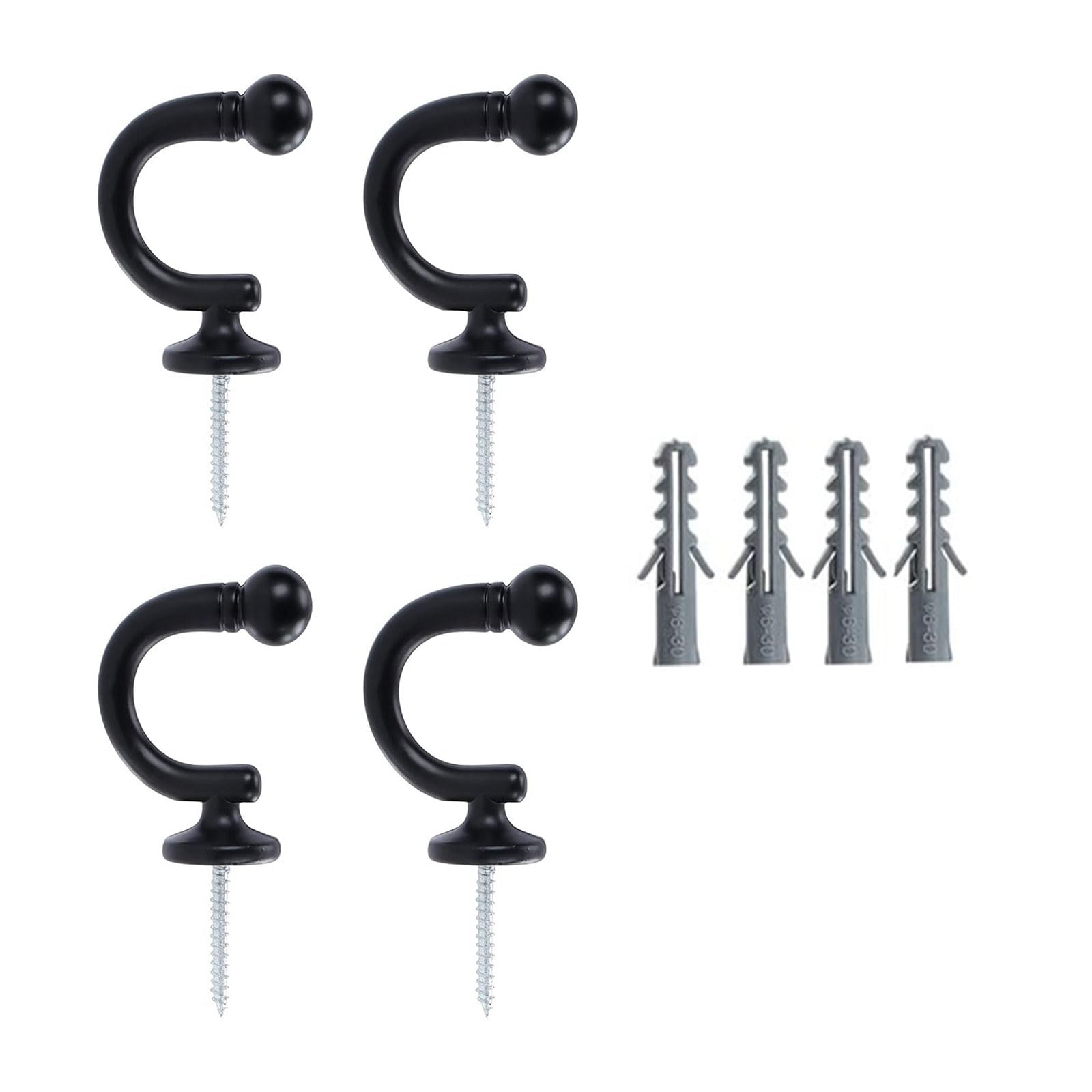 Carotoe Black Strong Rustproof Curtain Hooks With Grip For Organizing Cookware Towels In Small Sectors Home Hook