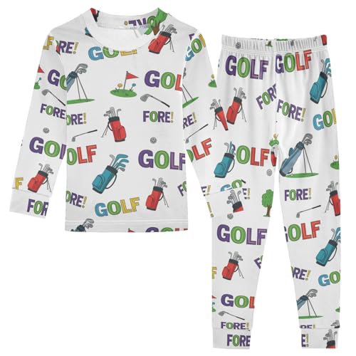 Pajama Sets Long Sleeve Golf Themed Pattern Prints Soft Comfy Sleepwear 2 Piece PJS 3-8T