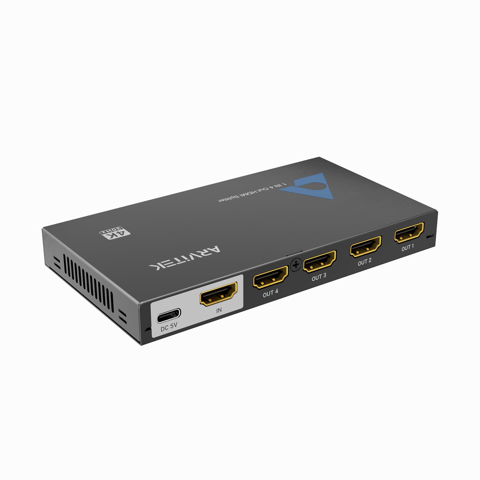 Splitter HDMI 4K 1x4 Métal Alimenté, Répartiteur HDMI 1 Entrée vers 4 Sorties pour TV, Moniteur, Xbox, PS4/PS5, PC Portable, 4Kx2K@30Hz 3D Full HD, Duplication d’Écran Uniquement