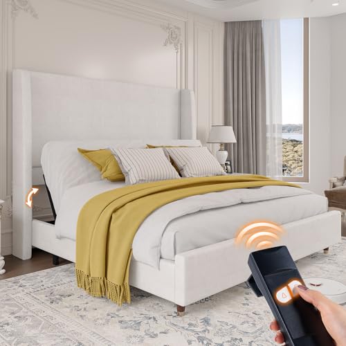 Jocisland Adjustable Bed Frame Queen Size with 50' Upholstered...