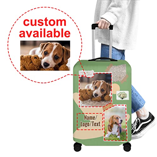 POPCUSTOMS Custom Travel Luggage Cover, Personalized Pet Suitcase Luggage Protector, Washable Baggage Cover, Add Name Photo Text, Fits 18-32 Inch Luggage2