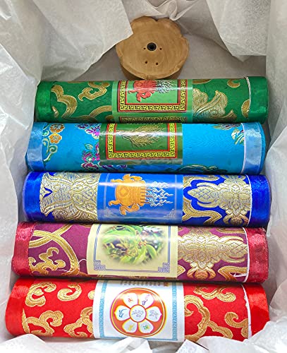 El juego de regalo de incienso butanés contiene Tara verde, enebro del Himalya, medicina, sándalo butanés & Om Made Padme Hoong y un soporte de incienso