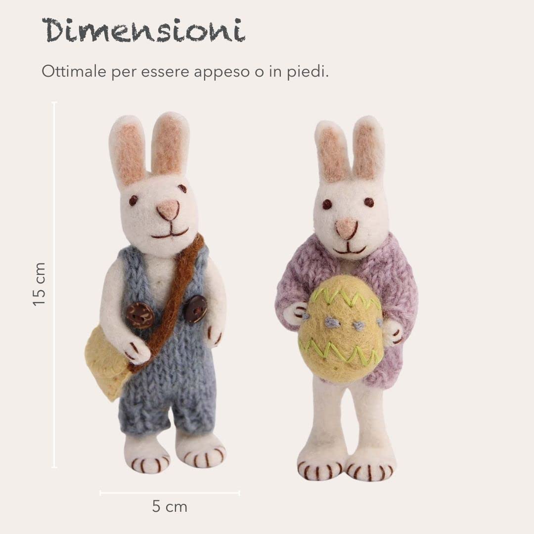 Set 14 Statuine Coniglietti In Plastica Grigi E Gialli – Decorazione Pasquale E Per Torte
