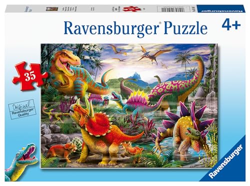 Ravensburger T-Rex Terror Dinosaurs Jigsaw Puzzle for Kids Age 3 Years Up - 35 Pieces - Educational Toddler Toys and Games