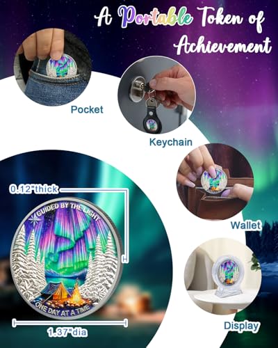 Image of CHURYUML One Day at a Time 38 Year Sobriety Coin - Guided by The Light Sober Chip, AA Coins Recovery Medallions Alcoholics Anonymous Token Sobriety Gifts for Women & Men Celebrating Milestones